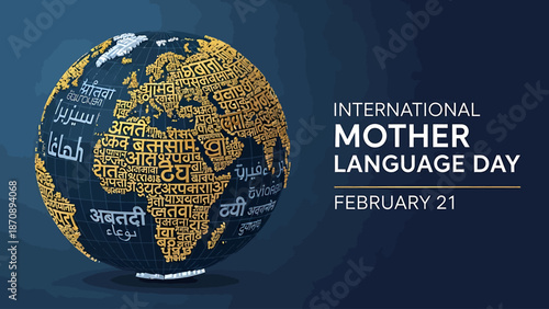 A globe made of words in different languages celebrating International Mother Language Day on February 21.