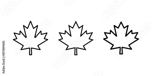 Maple leaf outline icons set representing canadian patriotic symbol autumn fall nature and environment.