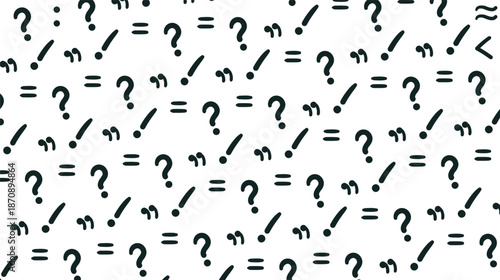 A texture in the form of a cluster of written symbols, which include question and exclamation marks, periods, commas, and equal signs.