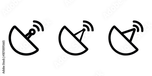 Satellite dish icon vector, communication antenna for television and internet broadcasting