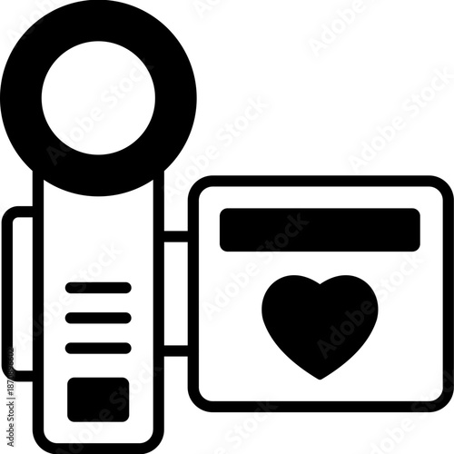 Video Recorder Glyph Icon – Film, Recording, and Multimedia Symbol for Valentine’s Day, Video Apps, and Content Creation