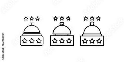 Hotel services set with bells icons for ratings and quality isolated on white background