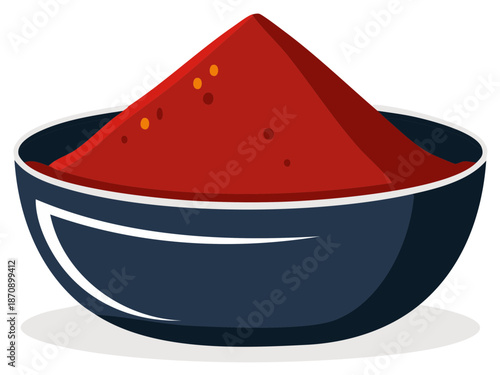 Red spice powder served in a bowl, culinary concept, food ingredient, abstract illustration