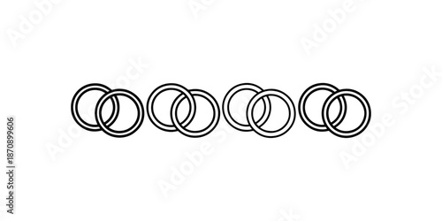 Intertwined wedding rings icons set four pairs of engagement jewelry symbols of marriage ceremony