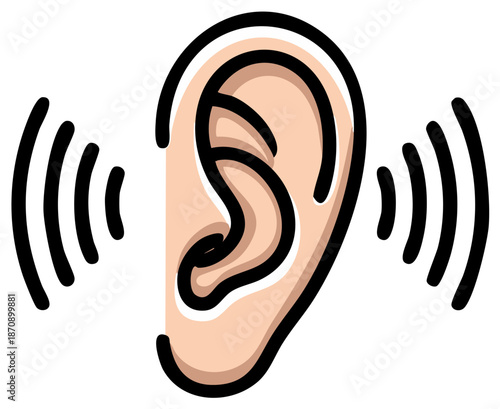 Ear hearing sound waves conceptual listening illustration outline icon