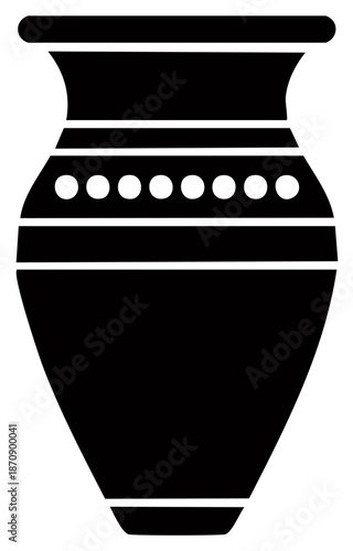 Ancient Greek Amphora Silhouette Decorative Vessel with Circular Pattern
