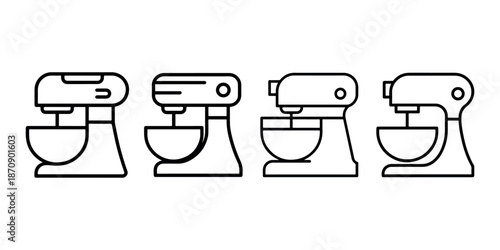 Stand mixer icons vector illustration set kitchen baking equipment cooking tools sign collection