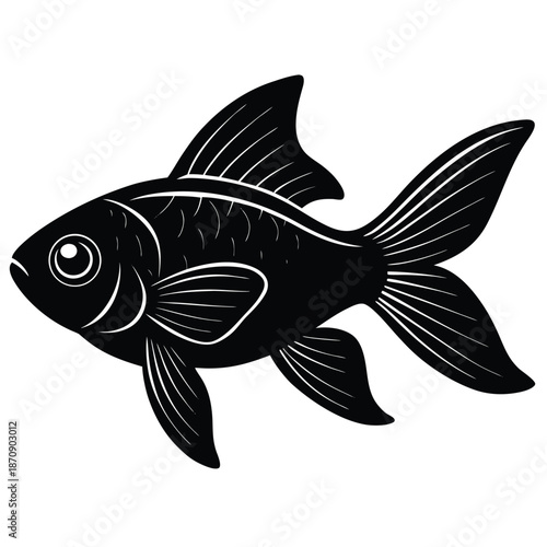Fishes, silhouette vector icons, ocean, river or sea and lake fishing fish. Pike, tuna or crucian, swordfish and flounder, carp, sheatfish and bream, perch and pike