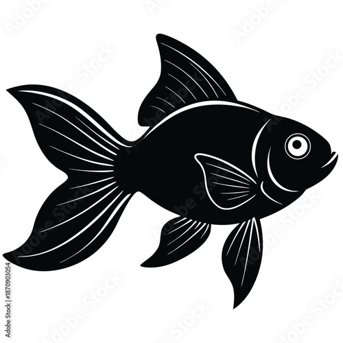 Fishes, silhouette vector icons, ocean, river or sea and lake fishing fish. Pike, tuna or crucian, swordfish and flounder, carp, sheatfish and bream, perch and pike
