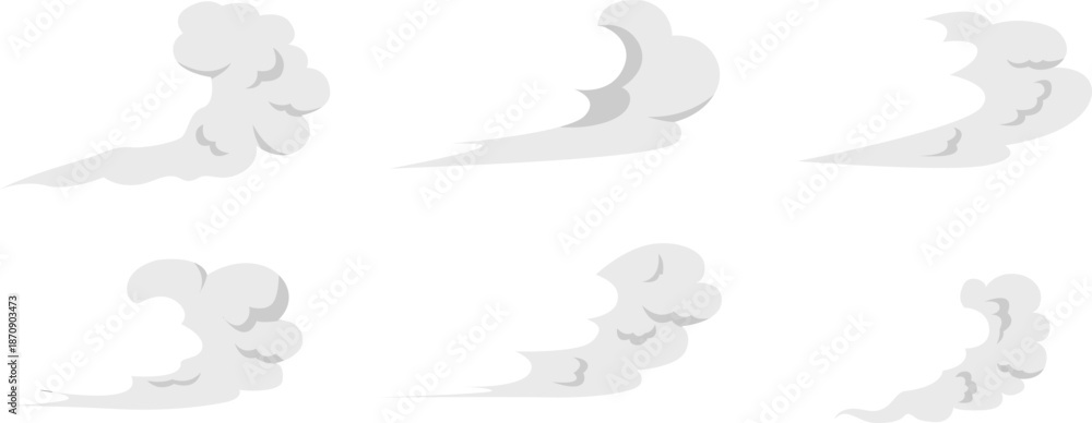 Fototapeta premium Cartoon smoke trail run speed effect, Comic speed trail effect Vector Illustration.