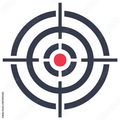 Minimalist Target Icon with Red Bullseye and Black Rings for Precision