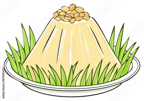 Traditional Orthodox Easter curd cheese Paskha dessert with almonds illustration