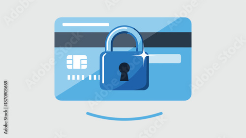 Secure online payment method represented by a credit card with a lock icon