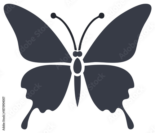 Dark Silhouette of a Butterfly with Wide Wings and Delicate Antennae