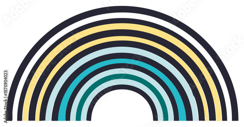 Abstract Rainbow Graphic with Blue, Yellow and White Stripes