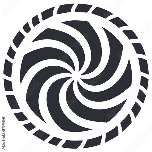 Abstract Swirl Design Element Graphic, Round Shape with Radial Pattern