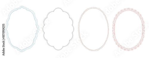 Watercolor oval hand drawn quirky frames in vintage style for cards, invitations