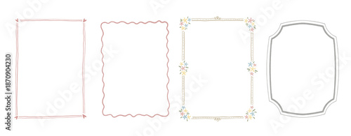 Watercolor hand drawn quirky frames in vintage style for cards, invitations