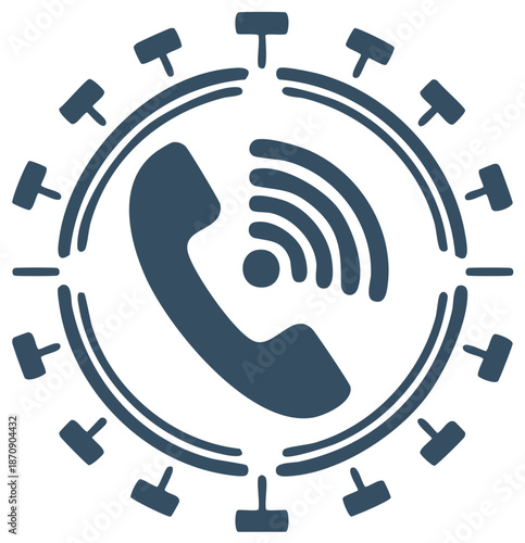 Ringing Phone and Communication Concept Symbol Enclosed in a Circular Element