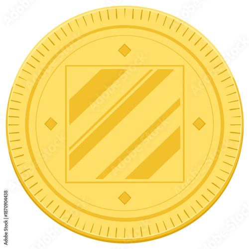 Shiny Gold Coin with Square Design Currency Finance and Economy Vector