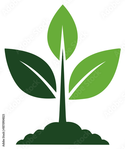 Fresh Green Plant Sprout Growing from Soil Illustration