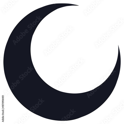 Crescent Moon Silhouette, Night Sky Symbol, Lunar Phase, Simple Astronomy Icon