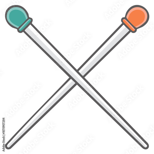 Illustration of Cross Stitched Embroidery Needles Colorful Heads Yarn Supplies