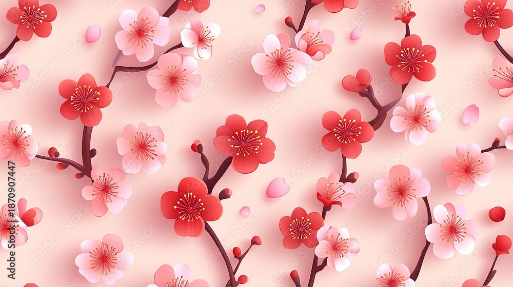Fototapeta premium Delicate Floral Pattern in Soft Colors with Intricate Details for Elegant Background Design