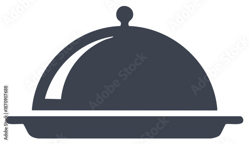 Closed serving dish icon illustration.  Covered food presentation symbol
