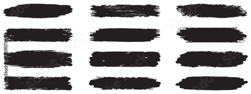 Brush strokes vector. Set of text boxes. Paintbrush collection. Grunge design elements. Dirty texture banners.