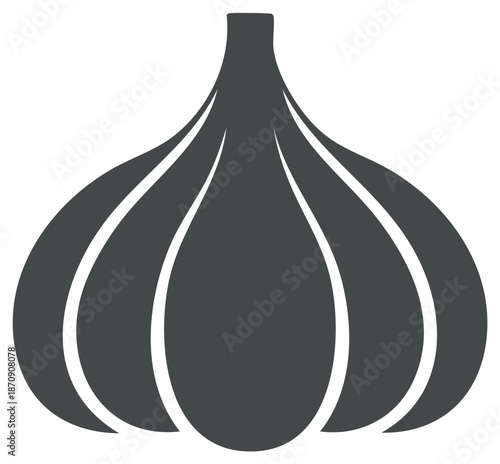 Garlic Bulb Silhouette, Culinary Ingredient, Cooking Flavor, Herb Garden, Food Icon, Graphic Illustration