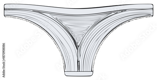 Modern Minimalist Light Gray Thong Lingerie Underwear Illustration