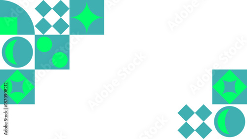 Fresh Teal and Lime Green Geometric Mosaic Concept