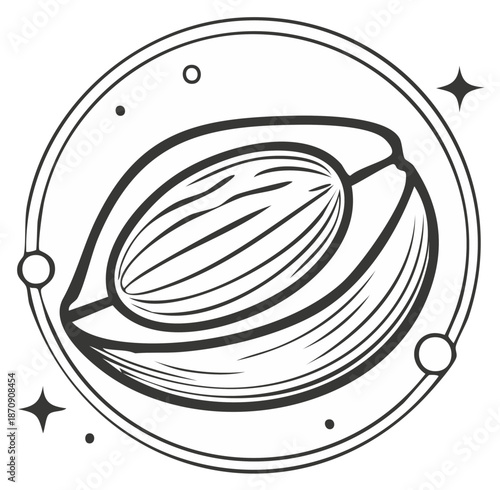 Mystical Cosmic Almond Symbol Illustration