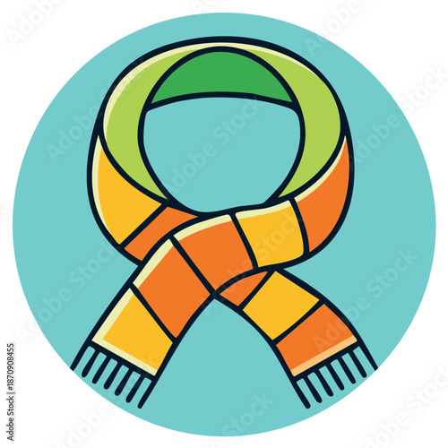 Stylized scarf illustration colorful wool winter neckwear circle graphic element