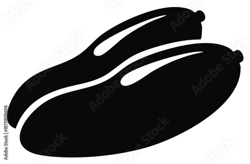 Elegant Black Silhouette of Zucchinis Fresh Vegetable Graphic Minimalist Food