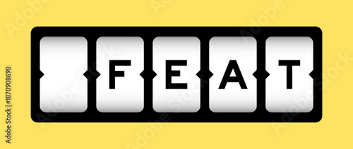 Black color in word feat on slot banner with yellow color background