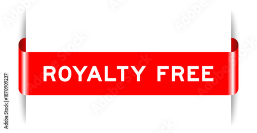 Red color inserted label banner with word royalty free on white background