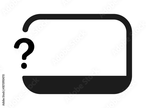 Minimalist dialogue bubble with question mark illustration.