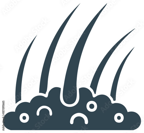 Dermatology icon showing hair growth from scalp follicles and skin