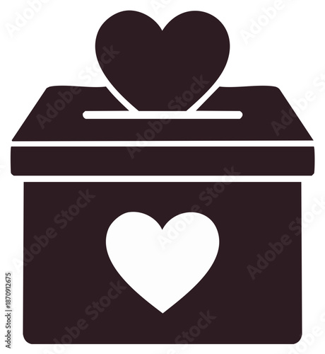 Charity box with heart symbol for donation and giving