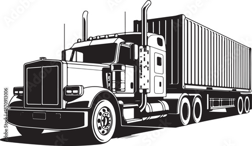 semi truck with trailer on white background