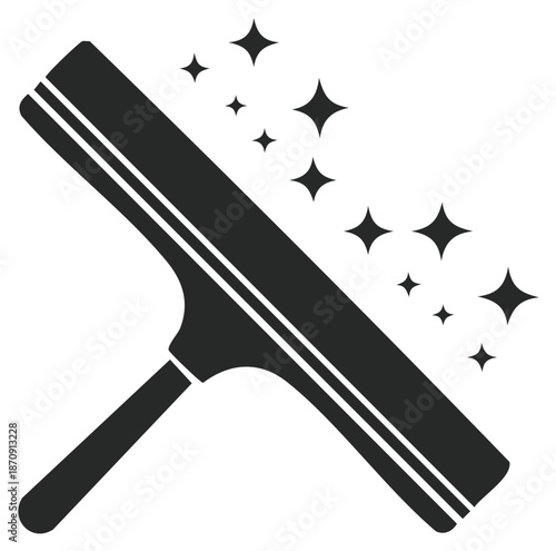 Window Cleaning Squeegee Cleans with Shine and Sparkle Black and White Icon