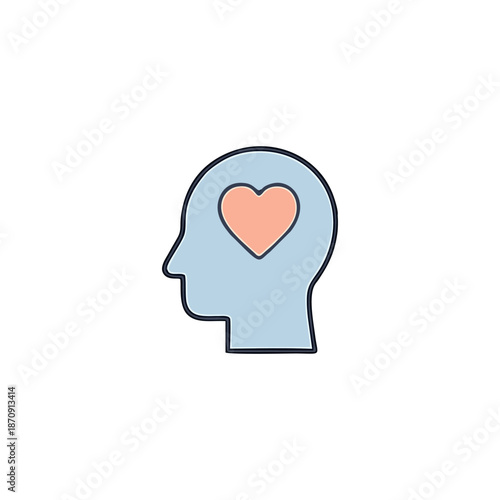 Head with Heart Icon – Mental Care & Emotional Balance