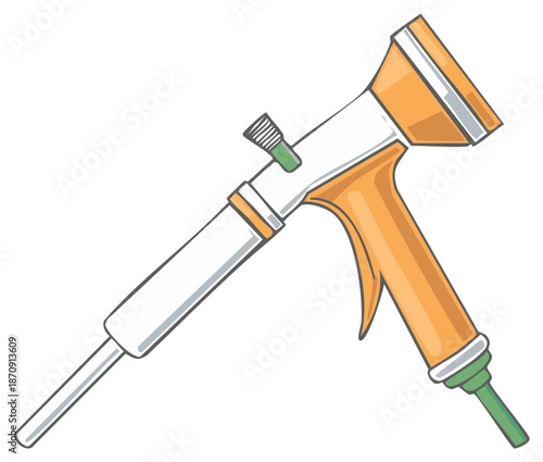 Orange and White Foam Sealant Gun Applicator Tool Illustration