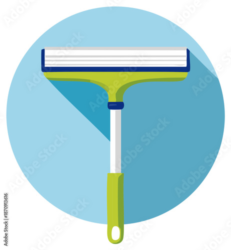 Lime Green Window Squeegee for Cleaning Smooth Surfaces Vector Design Circle Backdrop Hygiene Maintenance