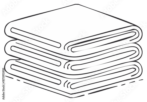 Stack of Folded Linens Line Art Illustration Ready for Laundering and Household Use