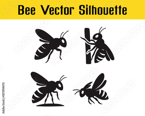 Flying Bee Silhouette, honey bee, Bee hovering honey jar, bee landing Silhouette vector design collection, flying bee silhouette, honey bee silhouette, bee hovering silhouette, bee hovering honey jar