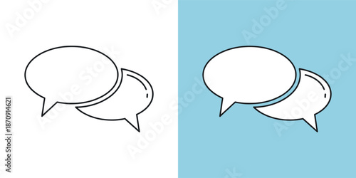 Simple illustration of speech bubbles on contrasting backgrounds