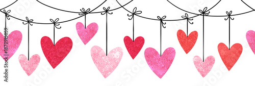 Cute hand drawn hearts seamless pattern, lovely romantic background, great for Valentine's Day, Mother's Day, textiles, wallpapers, banners  - vector design